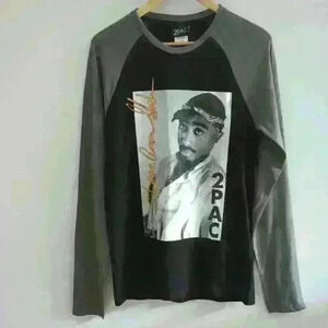 BRAVADO | 2Pac Grey/Black Lone Sleeved Printed Crewneck  Top